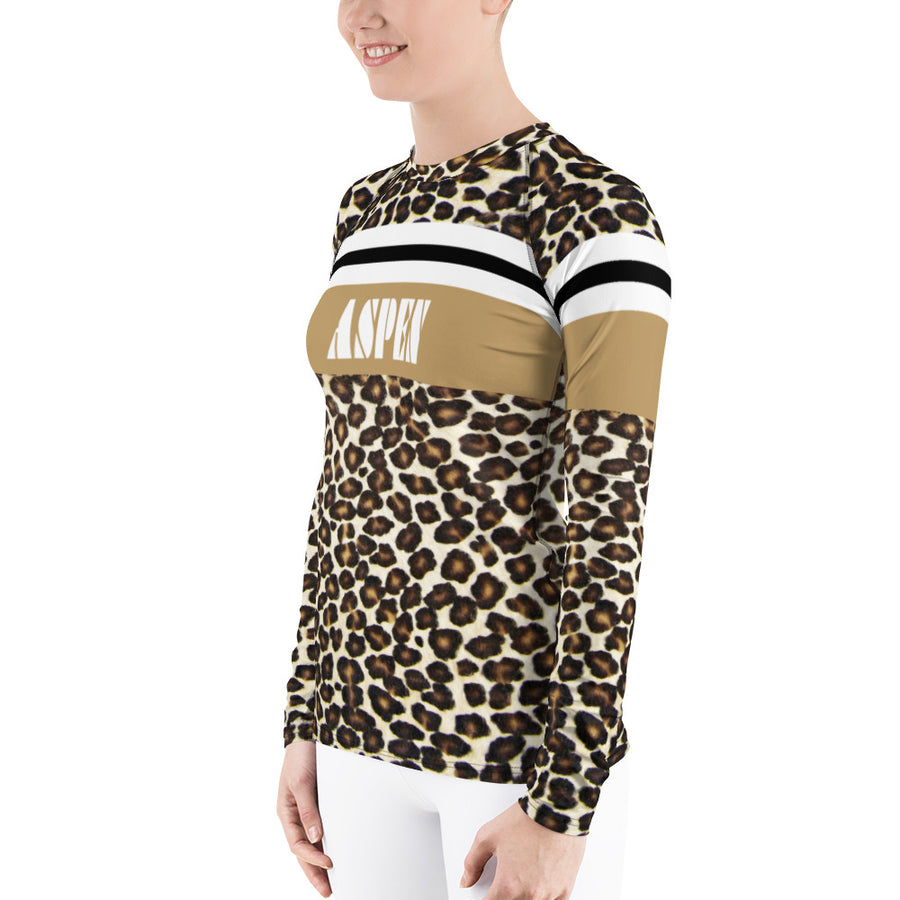 Aspen Leopard Print Natural Women's Long Sleeve Top