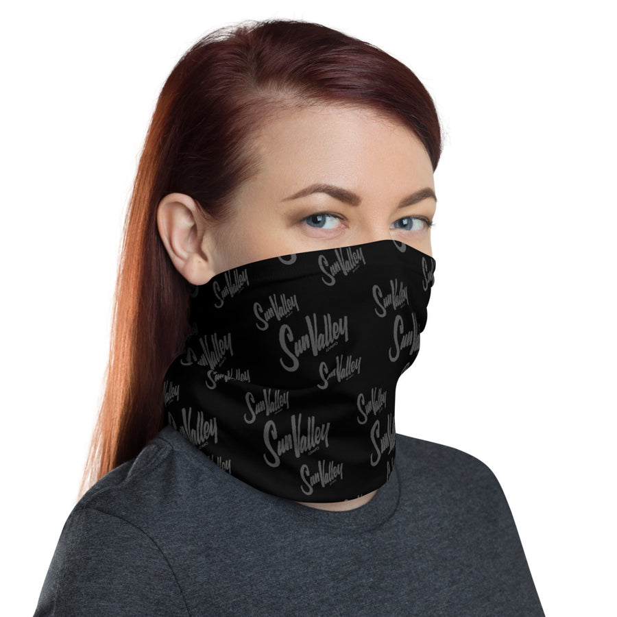 Sun Valley Logo Grey on Black Neck Gaiter