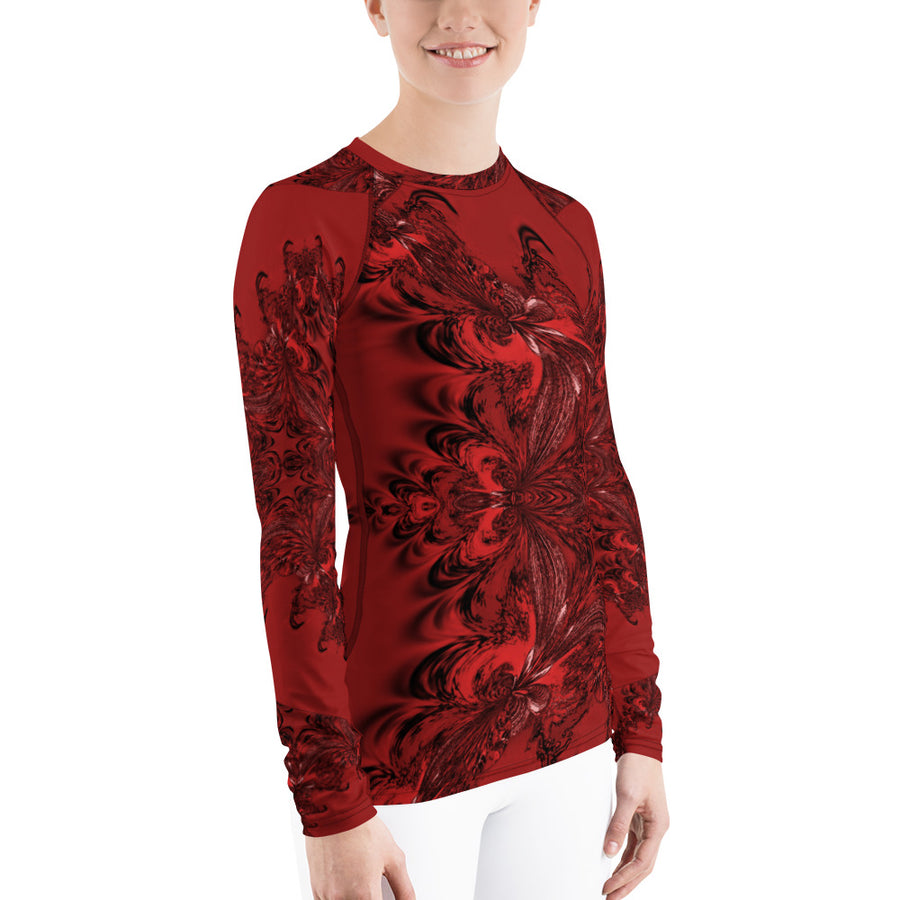 Red Fractal Long Sleeve Top