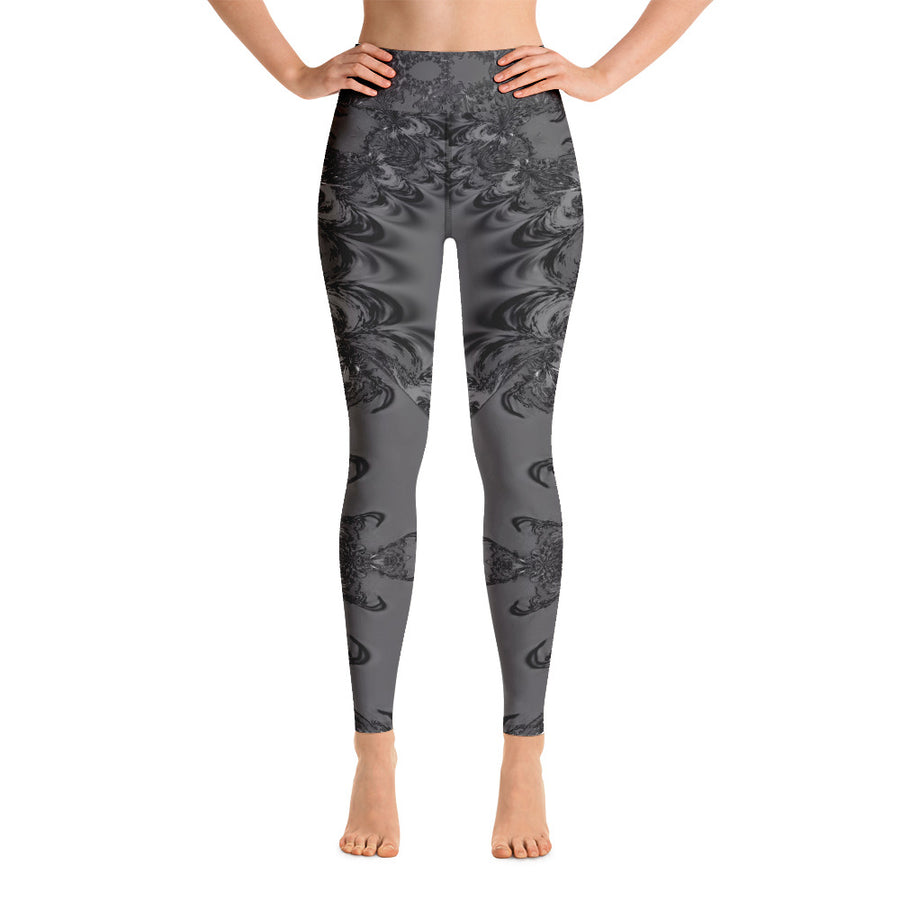 Grey Fractal Yoga Leggings