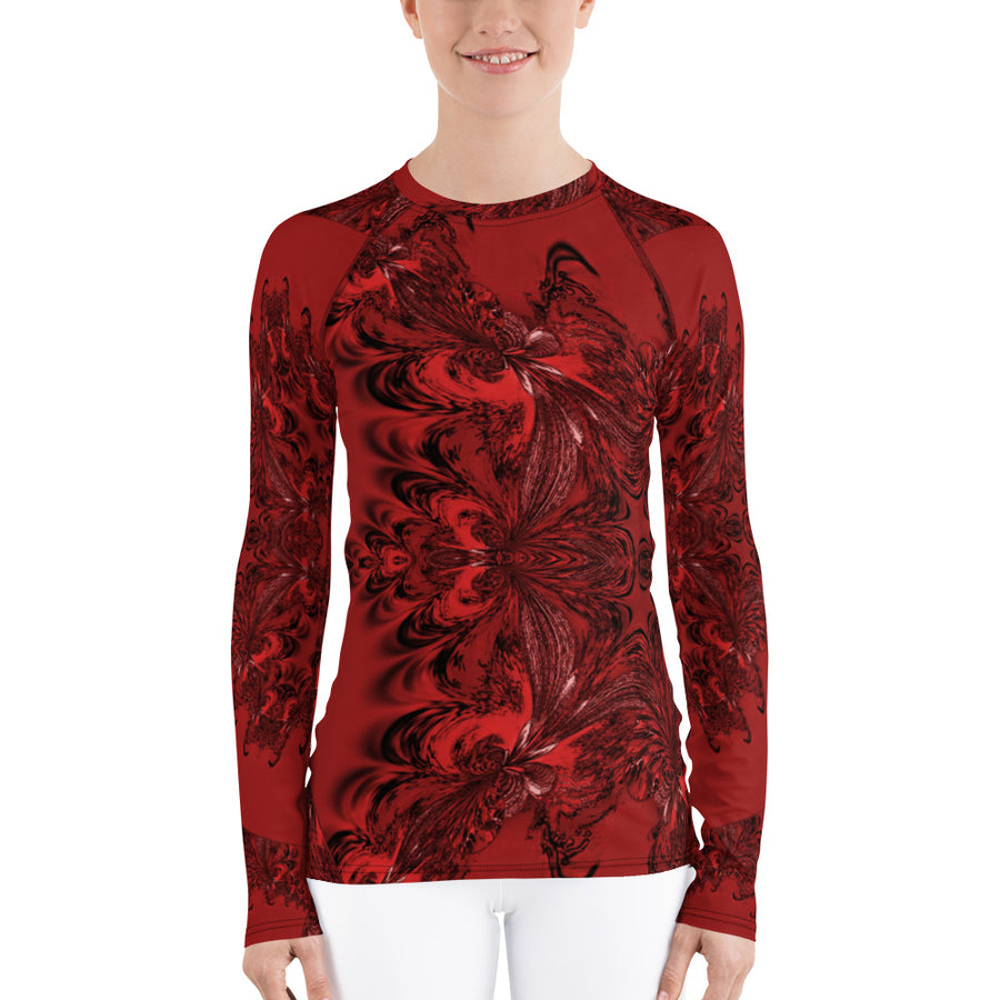 Red Fractal Long Sleeve Top