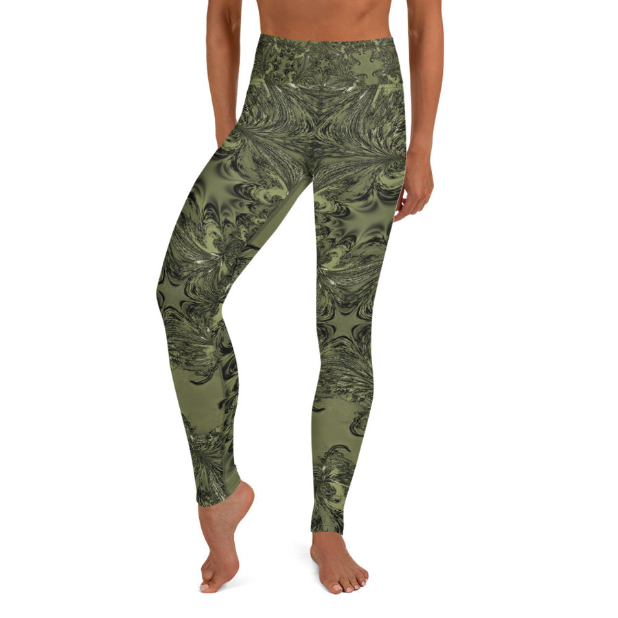 Olive Fractal Yoga Leggings