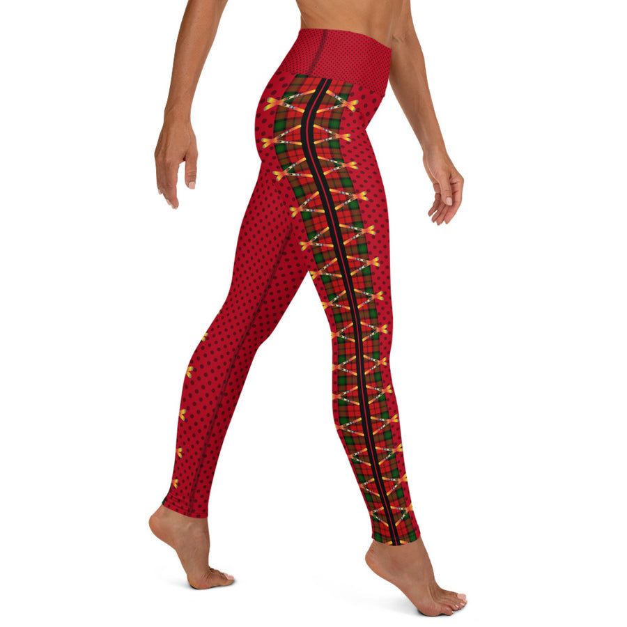 Crossed Ski Yoga Leggings Red