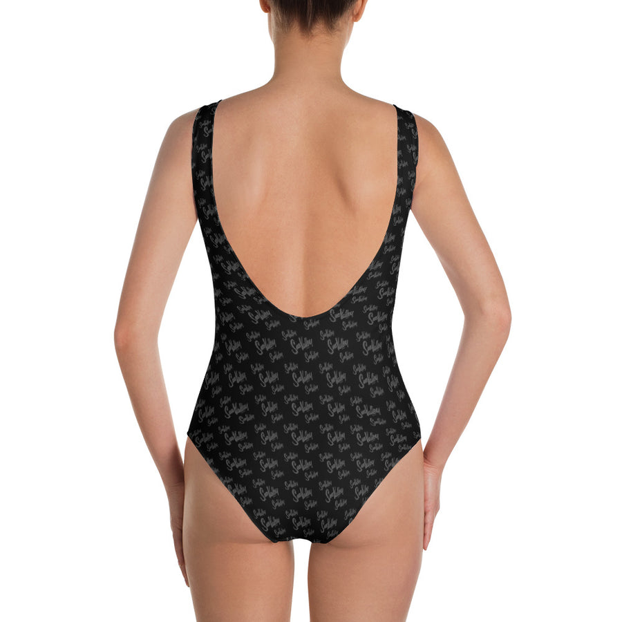 Sun Valley Logo One Piece Swim Suit Black & Grey