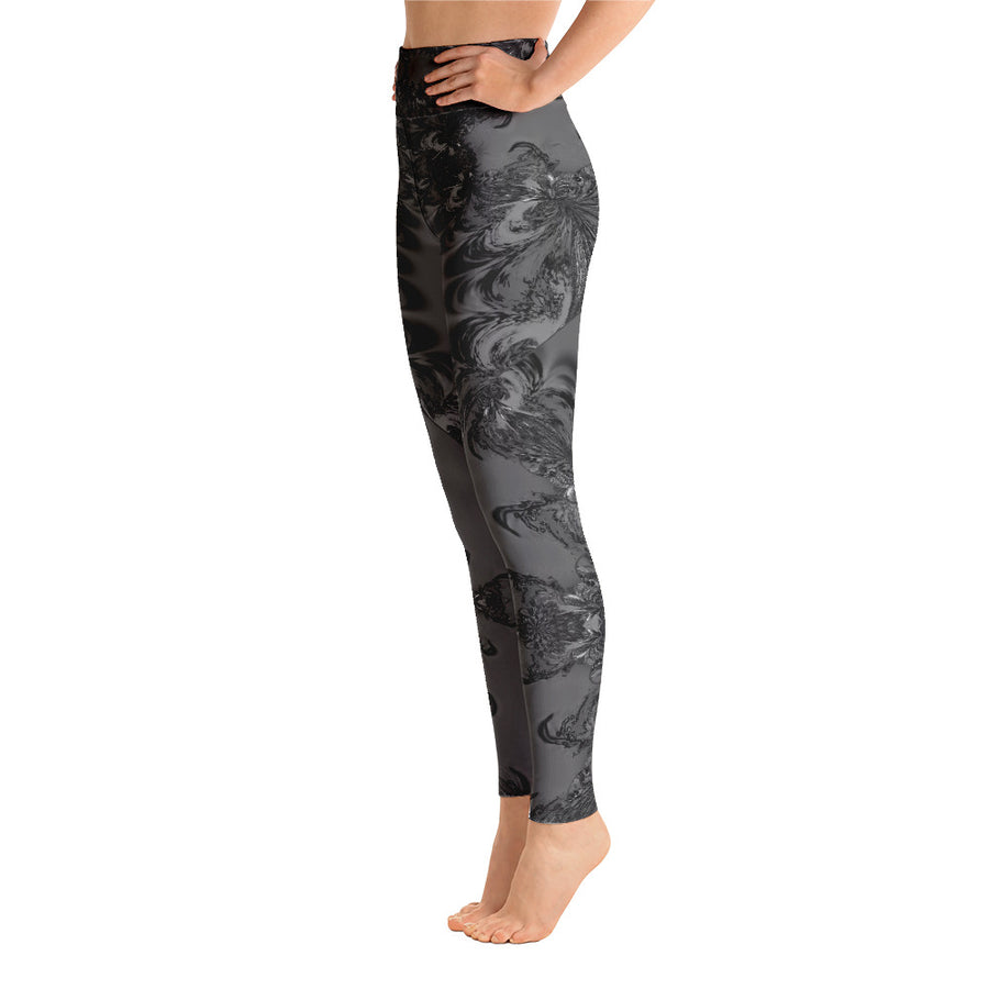 Grey Fractal Yoga Leggings