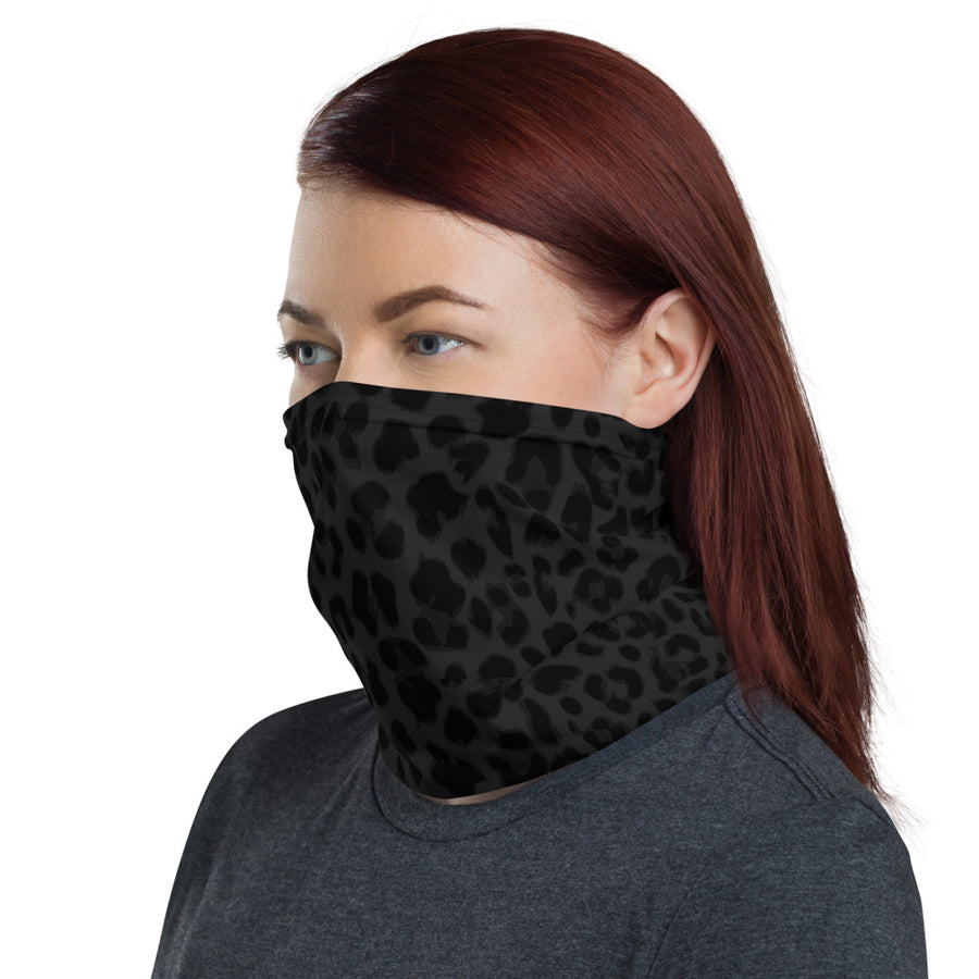 Leopard Print Dark Navy & Black Neck Gaiter