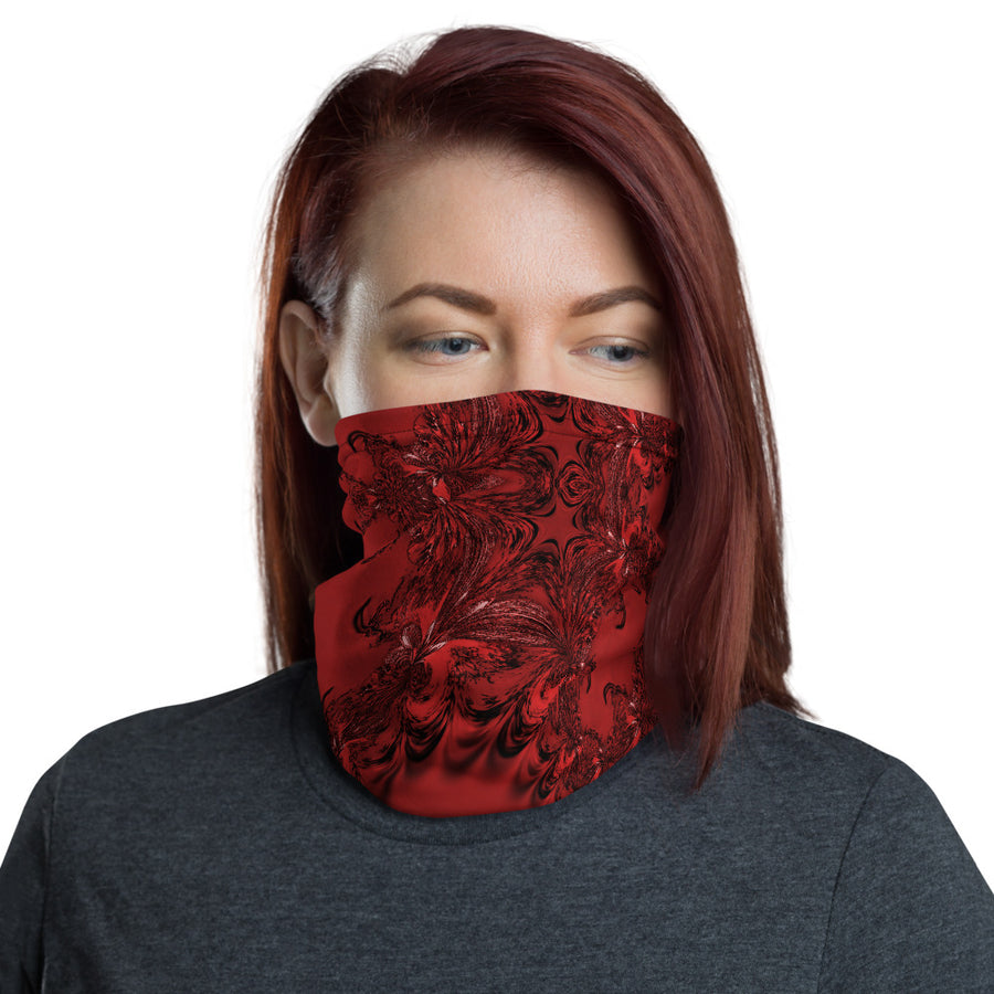 Red Fractal Neck Gaiter