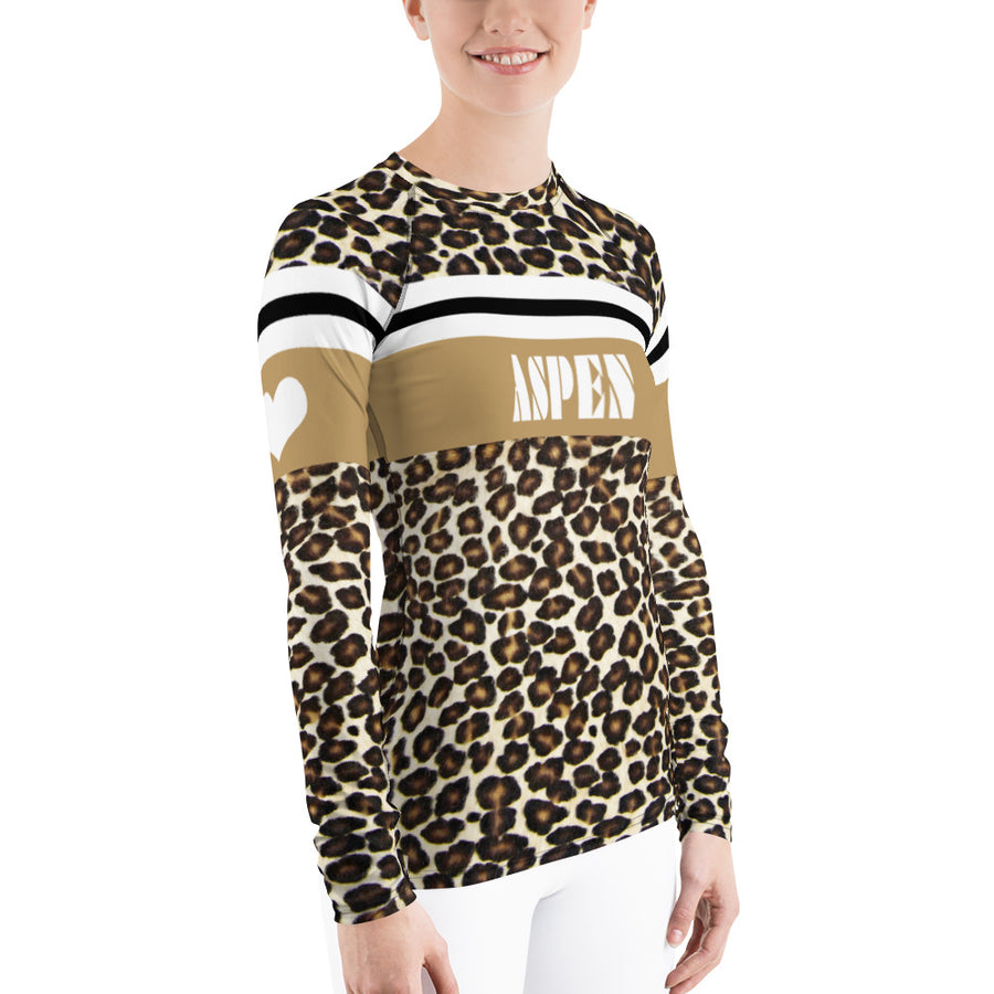 Aspen Leopard Print Natural Women's Long Sleeve Top