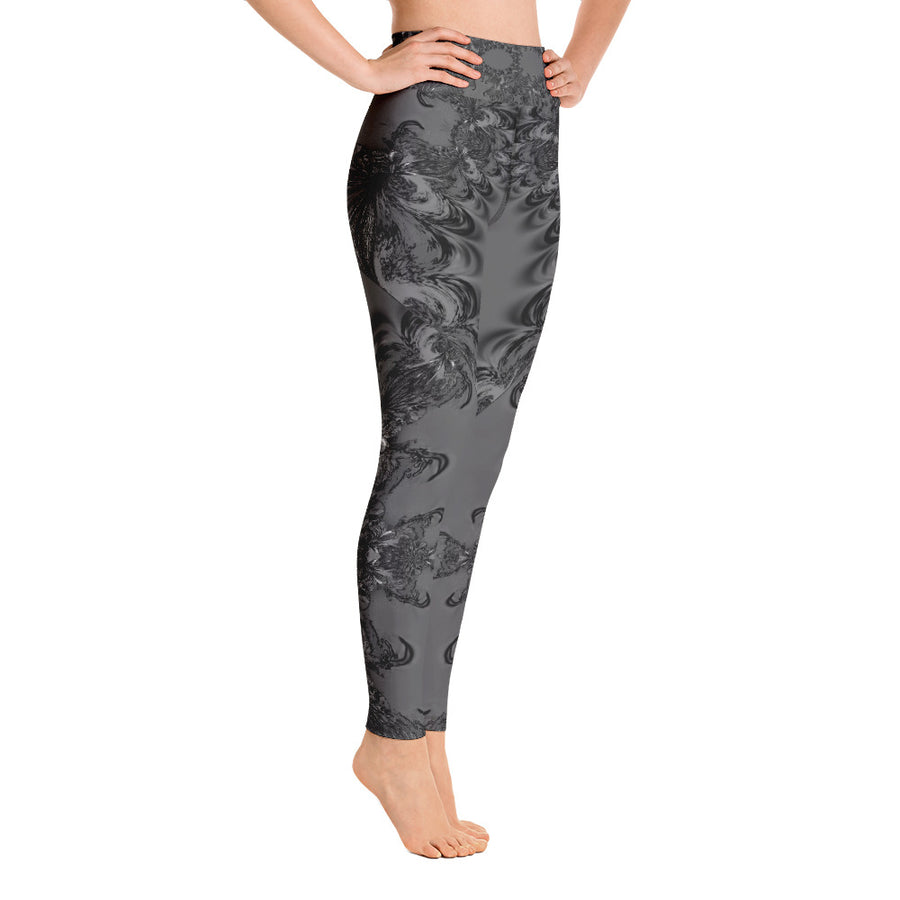 Grey Fractal Yoga Leggings