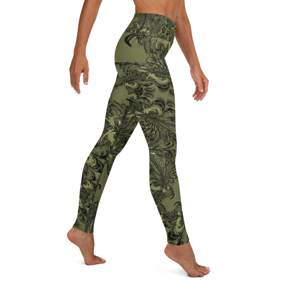 Olive Fractal Yoga Leggings