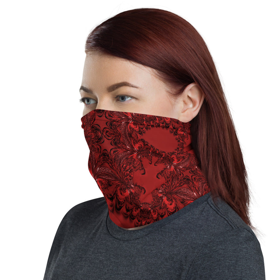 Red Fractal Neck Gaiter