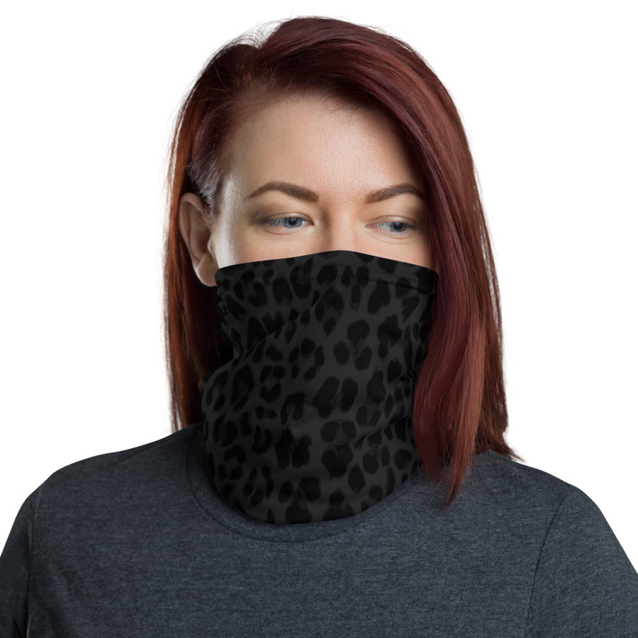 Leopard Print Dark Navy & Black Neck Gaiter