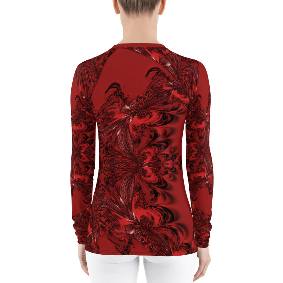 Red Fractal Long Sleeve Top