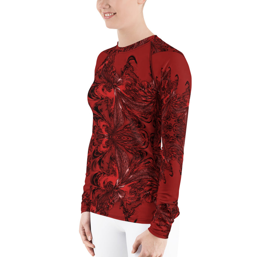 Red Fractal Long Sleeve Top