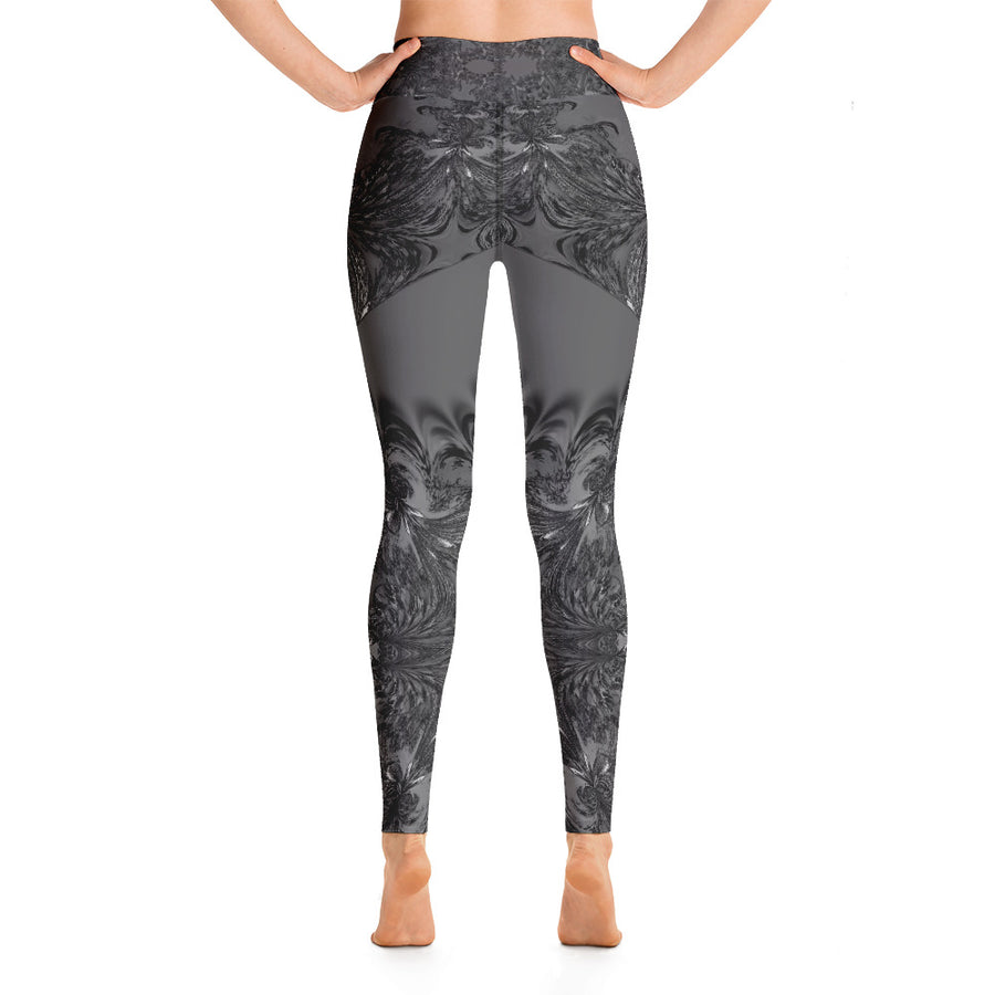 Grey Fractal Yoga Leggings