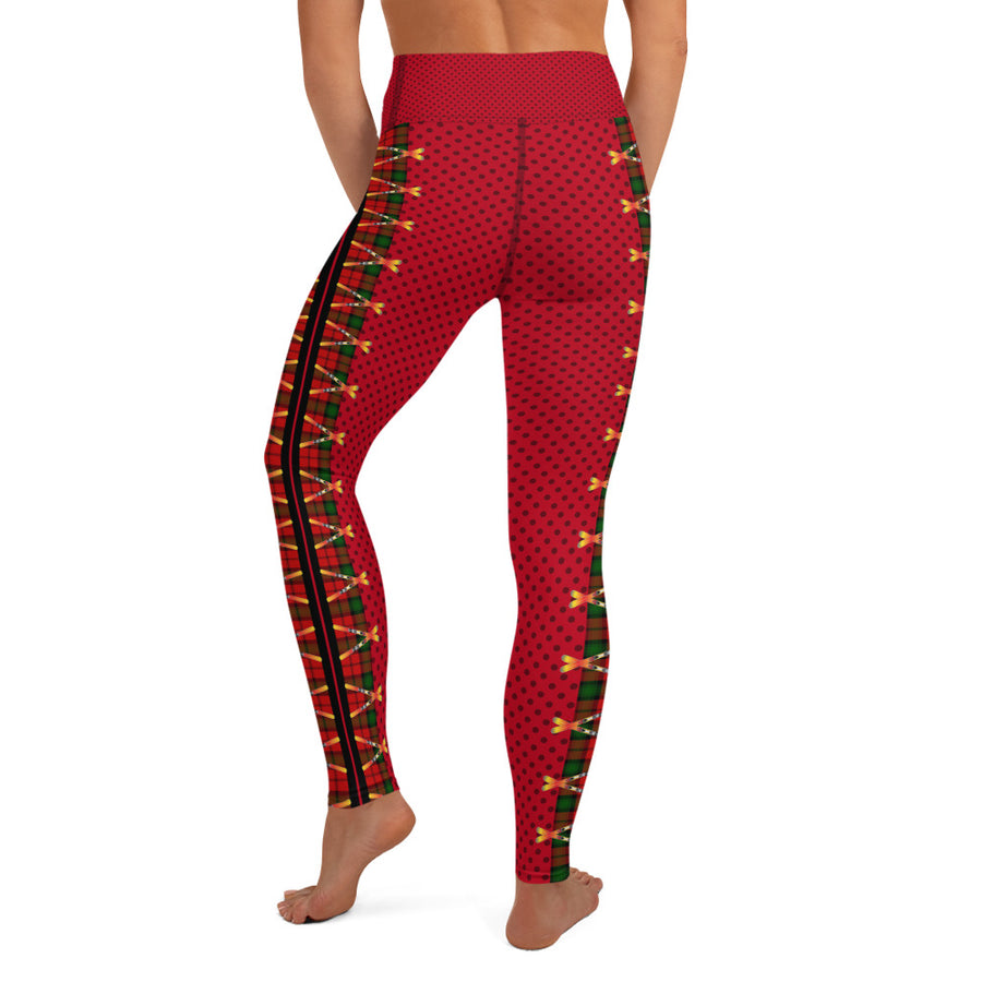 Crossed Ski Yoga Leggings Red