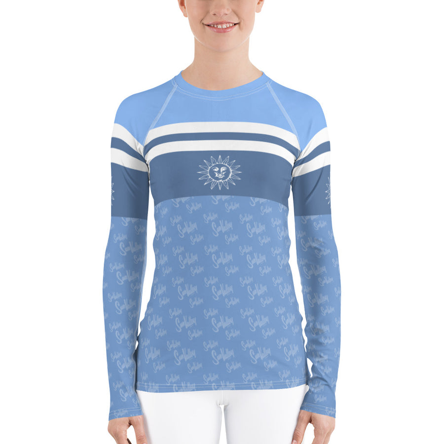 Sun Valley Logo Blue Stripe Long Sleeve Top