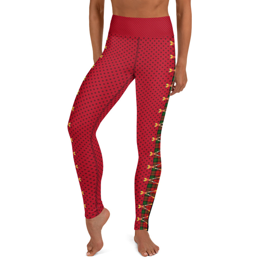 Crossed Ski Yoga Leggings Red