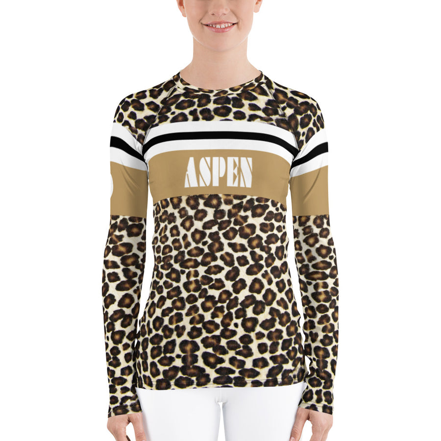 Aspen Leopard Print Natural Women's Long Sleeve Top
