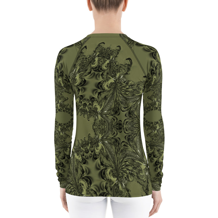 Olive Fractal Long Sleeve Top