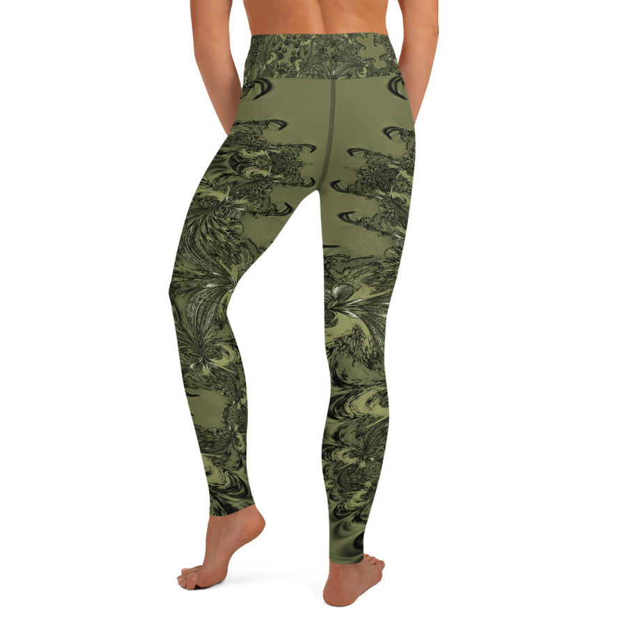 Olive Fractal Yoga Leggings