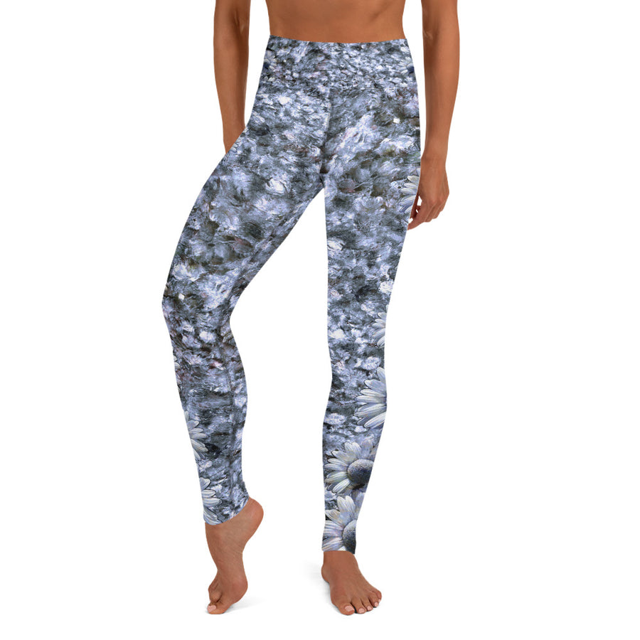 Riverbed & Daisy Stripe Blue Yoga Leggings