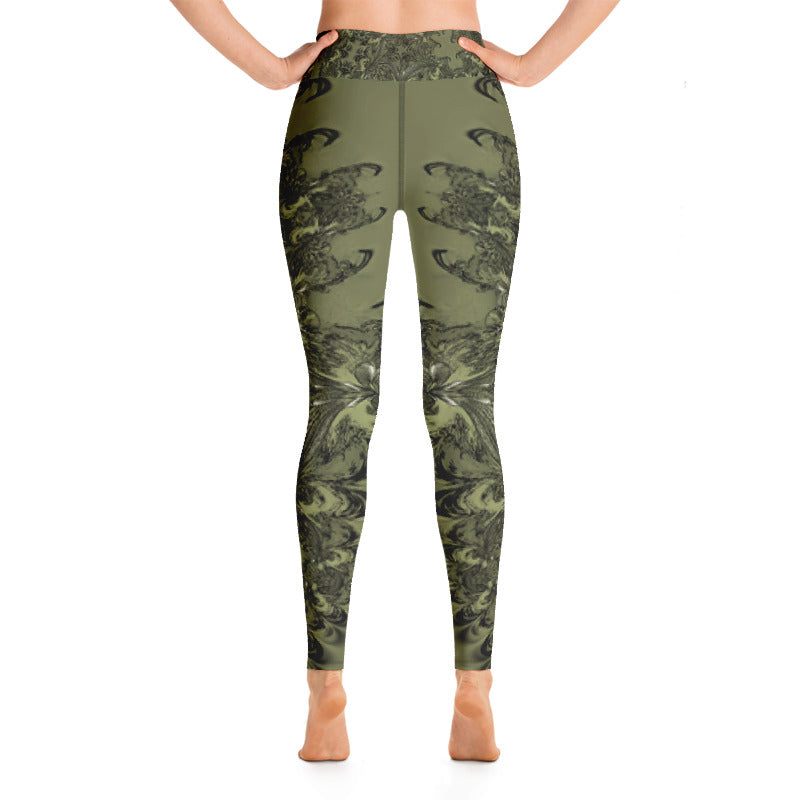 Olive Fractal Yoga Leggings