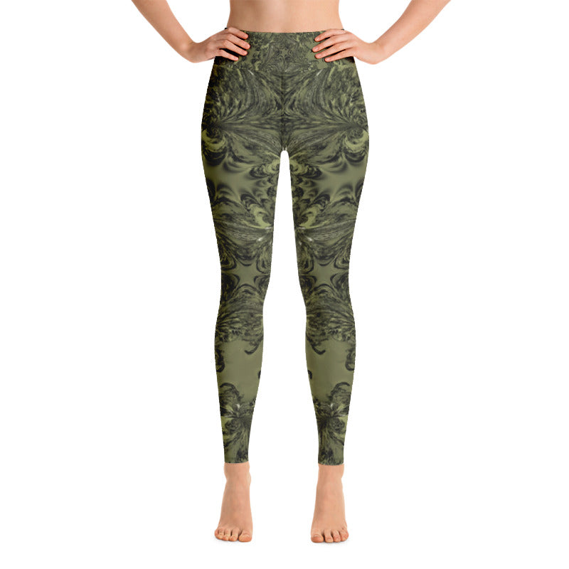 Olive Fractal Yoga Leggings