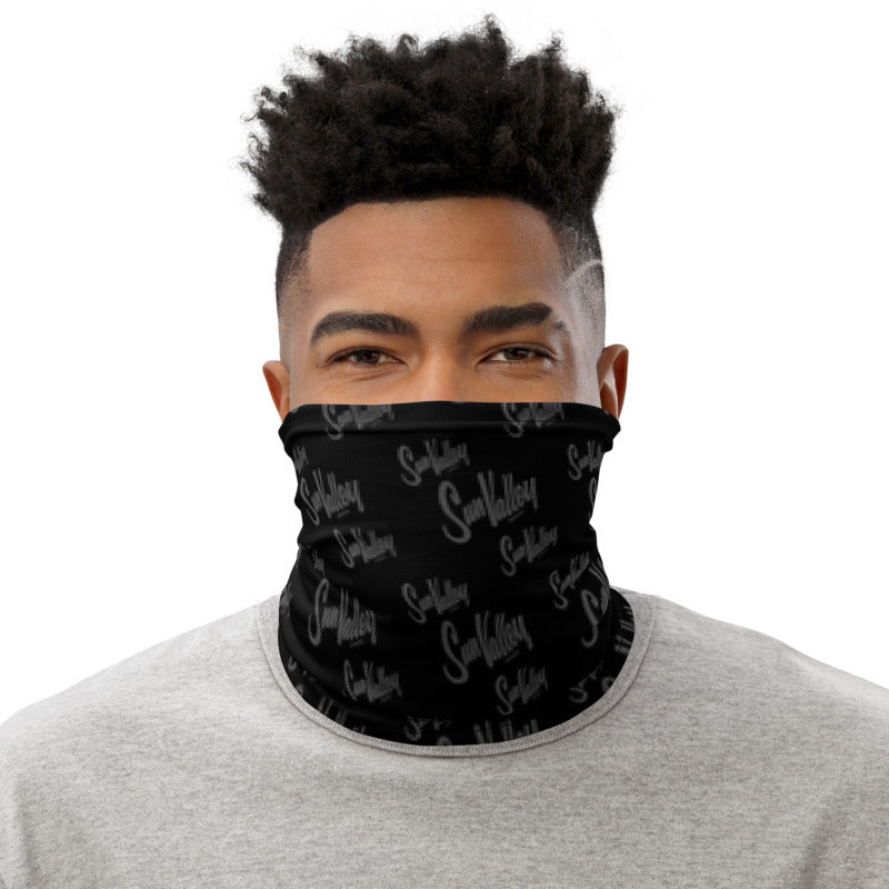 Sun Valley Logo Grey on Black Neck Gaiter