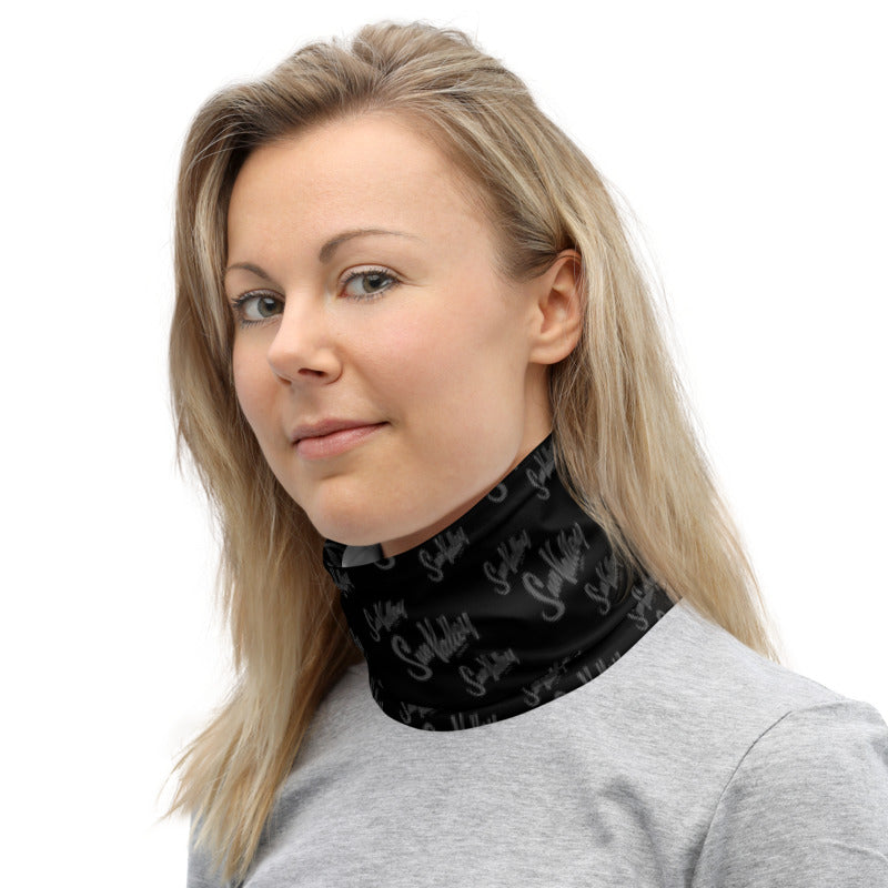 Sun Valley Logo Grey on Black Neck Gaiter