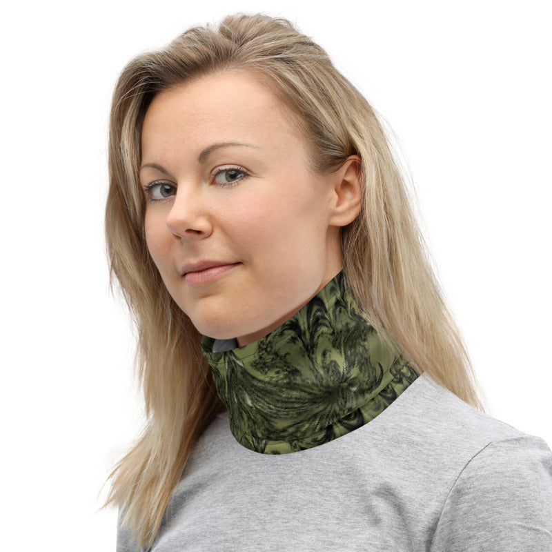 Olive Fractal Neck Gaiter