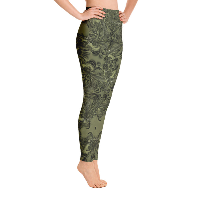 Olive Fractal Yoga Leggings