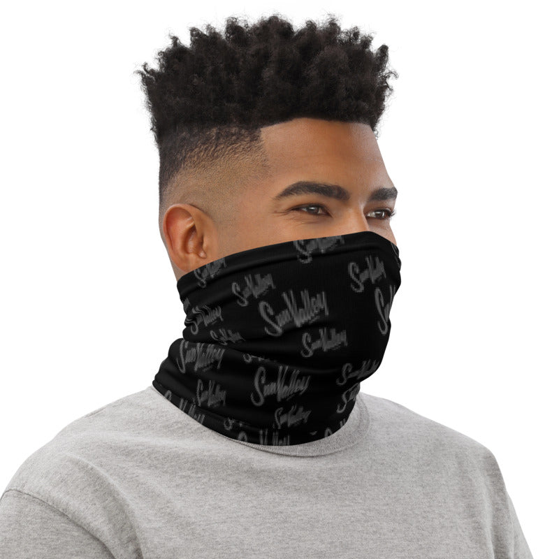 Sun Valley Logo Grey on Black Neck Gaiter