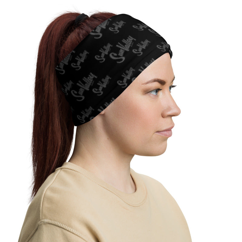 Sun Valley Logo Grey on Black Neck Gaiter